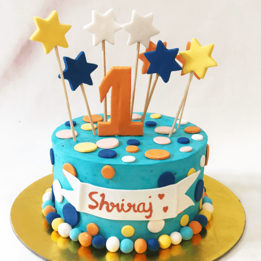 Polka Dots First Birthday Cake