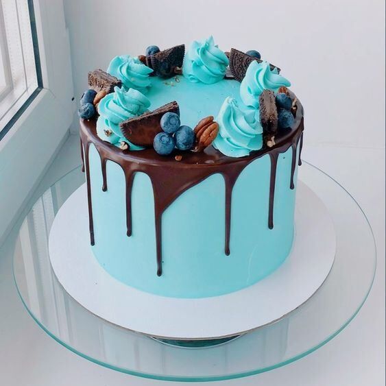 Blue Chocolate Drip Cake