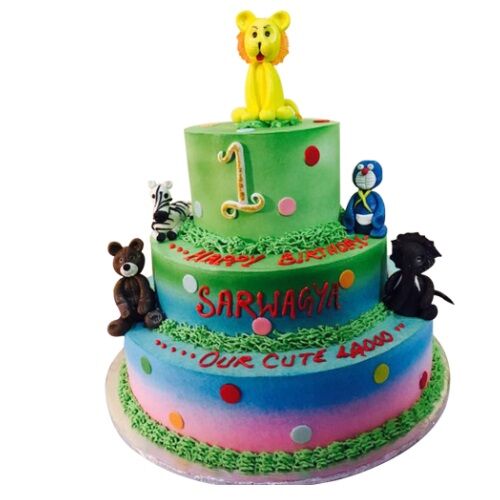 Animal Theme Kids Birthday Cake