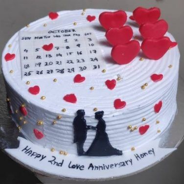 This beautiful cake❤ customized for anniversary celebration🎂🎂🌸🌸 100%  Eggless Deliver in Delhi NCR . . . . . . . . . . . . .... | Instagram