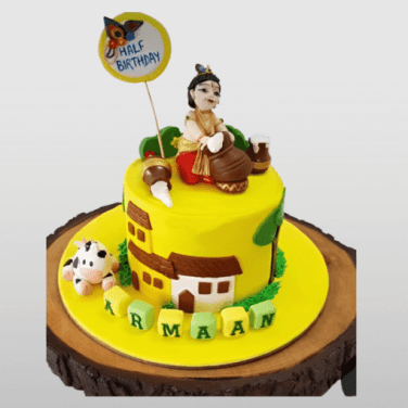 Krishna themed cake - Decorated Cake by cakedivapreethi - CakesDecor