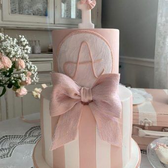 2 Tier Pink and White Cake